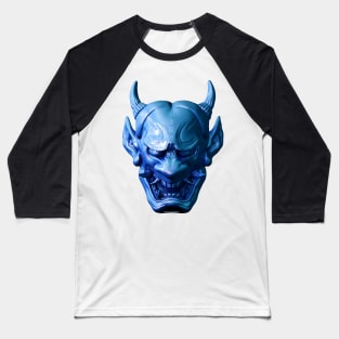 Blue Japanese Hannya Mask Baseball T-Shirt